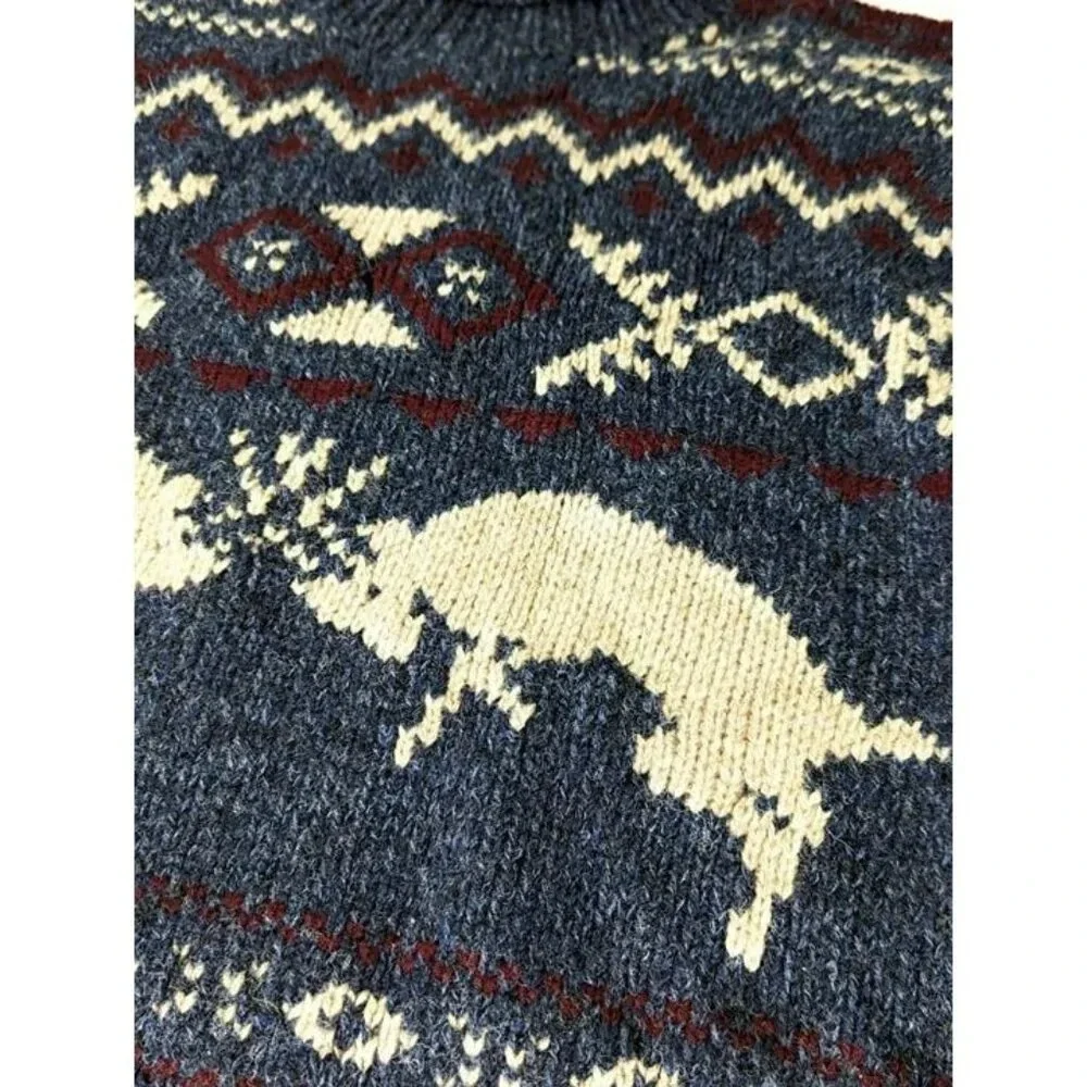 Polo Ralph Lauren Men's Blue Fair Isle-Knit Wool Blend Sweater Size L MSRP $498